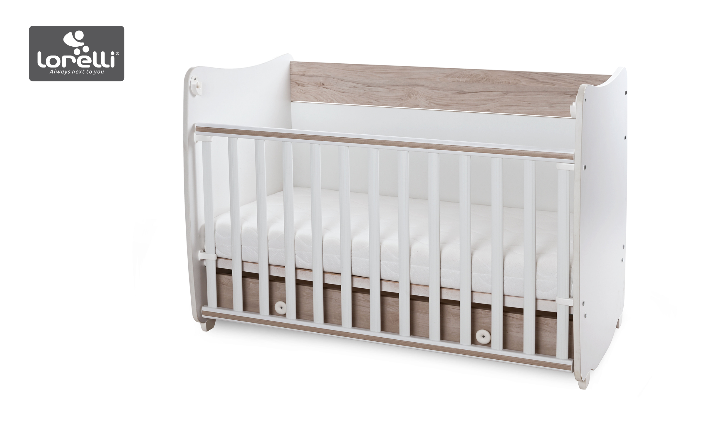 Бебешки кревет Dream, бел + светол даб  3